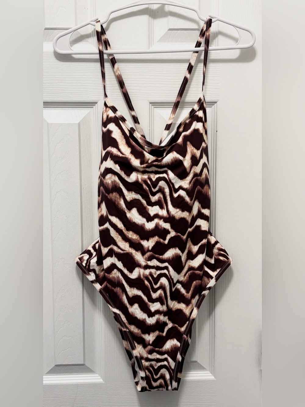 Victoria's Secret Brown and Cream Zebra-Print One-Piece Swimsuit